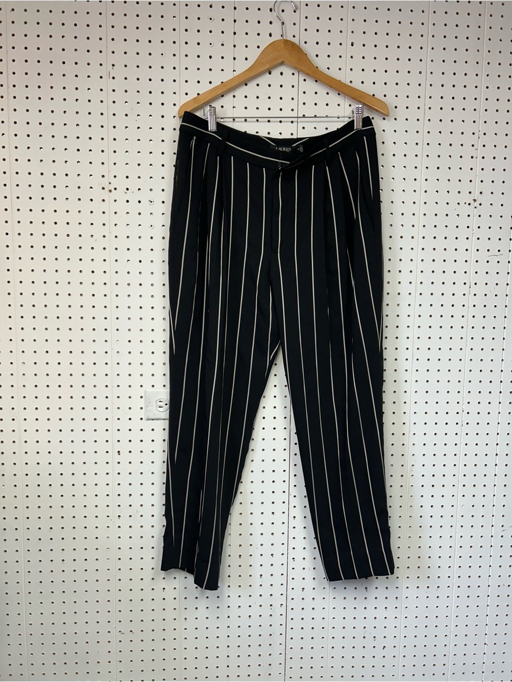 Lauren Ralph Lauren Black Label Black Pants with White Pinstripes